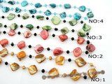 rpn259 Fashion Mother of pearl shell and faceted crystal rope necklace on sale