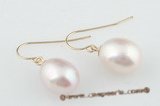 14kpe006 14K Gold Purple 10-10.5mm oval drop Fishhook earwire dangle earring