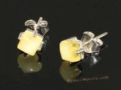 ae003 Genuine yellow amber earrings in sterling silver stud