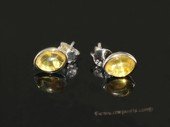 ae004 Genuine yellow amber earrings in sterling silver stud