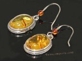 ae011 Genuine  amber  dangle earrings with sterling silver hook