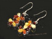 ae012 Nature amber  dangle earrings with sterling silver hook
