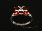 ar001 Beautiful orange  color natural amber ring with 925 silver