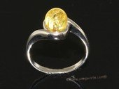 ar002 Beautiful yellow color natural amber ring with 925 silver