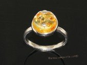 ar003 Beautiful yellow color natural amber ring with 925 silver