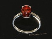 ar004 Beautiful orange  color natural amber ring with 925 silver