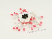 Brooch082 New Arrived Cultured Pearl Shell Brooch with Coral