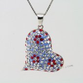 CBP025 Colorful Gemstone Heart Pendant in Sterling Silver