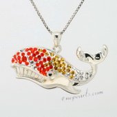 CBP053 Sparkle 925Silver Shark Pendant with Colorful Gemstone