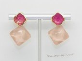 Cpe038 Fashion man made stone earrings stud with gold tone metal(ten pairs)
