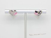 Cpe044 Heart Sytle Earrings Silver Tone Zircon Stud Earring (ten pairs)