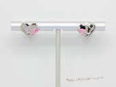 Cpe044 Heart Sytle Earrings Silver Tone Zircon Stud Earring (ten pairs)