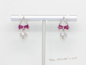Cpe052 Fashion silver tone metal earrings with zircon beads (ten pairs)