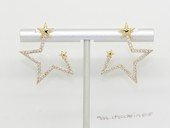 Cpe054  Star Sytle Earrings Gold Tone Zircon Stud Earring (ten pairs)