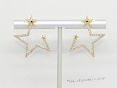 Cpe054  Star Sytle Earrings Gold Tone Zircon Stud Earring (ten pairs)