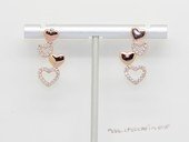 Cpe058 Heart Sytle Earrings Gold Tone Zircon Stud Earring (ten pairs)