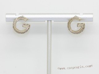 Cpe065  Letter G Sytle Earrings Gold Tone Zircon Stud Earring (ten pairs)