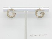 Cpe065  Letter G Sytle Earrings Gold Tone Zircon Stud Earring (ten pairs)