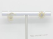 Cpe066  Crescent Sytle Earrings Gold Tone Zircon Stud Earring (ten pairs)