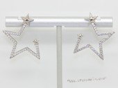 Cpe073  Star Sytle Earrings Silver Tone Zircon Stud Earring (ten pairs)