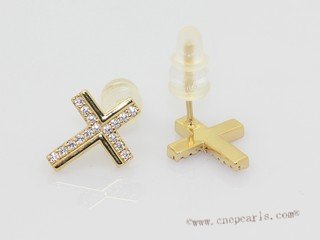 Cpe079 Cross Sytle Earrings Gold Tone Zircon Stud Earring (ten pairs)