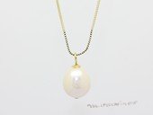 Cpn008 White color freshwater pearl gold toned Pendant Necklace(ten pieces)