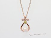 Cpn029 White color shell pearl rose gold toned Pendant Necklace(ten pieces)