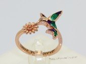 Cpr097 Fashion Gold Toned Metal Ring in flying bird design (ten pieces)