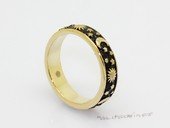 Cpr112  Gold Toned Metal  Black Enamel Designs Men's Ring (ten pieces)