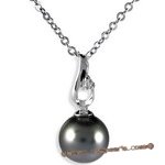 Dpp031 18k white gold pendant with tahitian pearl and diamond