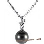 Dpp033 18k white gold tahitain pearl  & diamond pendant