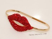 FSB003 Gold Tone Rhinestone Sex Appeal Red Lip Kiss Hand Palm Bracelet Bangle