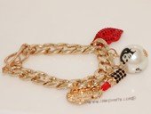 FSB009  New European Fashion Charming Gold Plated Metal Red Rhinestone Lip Stick  Chunky  Link Chain Bracelet