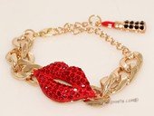 FSB010 New European Fashion Red Lip Stick Charming Gold Plated Metal  Chunky Link Chain Bracelet