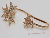 FSB011 Zircon Pave Star Style Gold Tone   Hand Palm Bracelet Bangle
