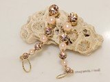 FSE001 fashion   gold color synthetic CZ women   earring with  round pearl