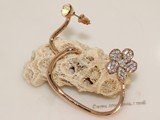 FSE003 Gold Tone Zircon Beads Flower  Earring New Fashion Jewelry