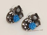 FSE022  Vintage Alloy Earring   Black Owl with Zircon Stud Earring