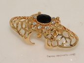 FSR006 Gold Tond  Ally Hollow Out Joint Hinged Full Finger Ring  with Zircon Beads