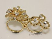 FSR012  Double Finger Gold Tond  Ally  Flower  Ring  Fashion Jewelry