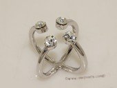 FSR021 Silver Toned Ally Finger  Twist Ring With Zircon Beads