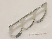 FSR025 Silver Tone Three Finger Link Fashion Costume Women Ring