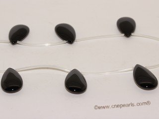 gs012  Oval Shape Black Agate Strands Wholesale, 15"in length