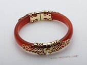 Gbr050 Elegant Wine Red Color Agate Bangle Bracelet