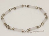 Gbr064 Sterling Silver Chain Bracelet With White Jade