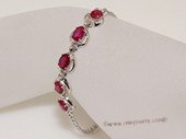 Gbr067 Sterling Silver Oval Shape Man Made RubyWrist Bracelet