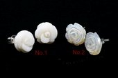 Gse075 White Coral Carved Flower Sterling Silver Stud Earrings