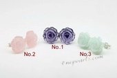 Gse076 Pretty Carved Flower Gemstone Sterling Silver Stud Earrings