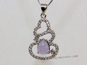 Jp038 Silver Tone Purple Gemstone Pendant with Zircon Beads