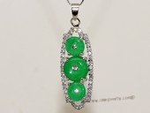 Jp041 Green Color Gemstone pendants With Silver Tone Fitting